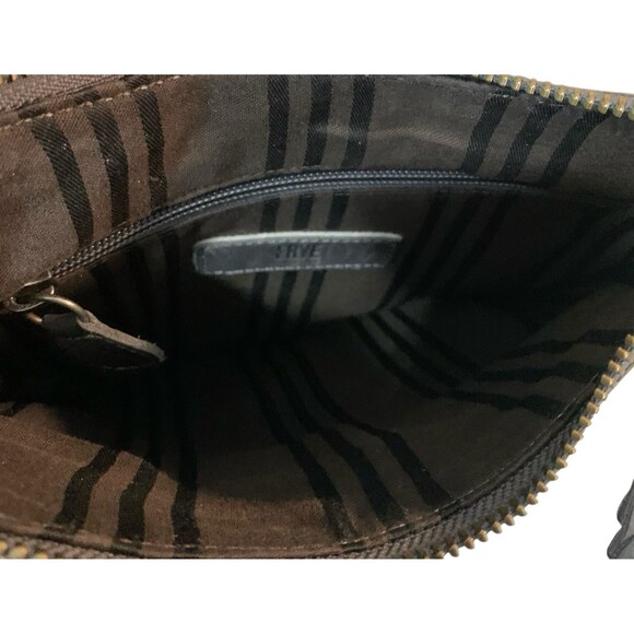 Frye Melissa Swing Crossbody Dark Gray Leather Plaid Lining Zip Closure - Picture 10 of 10